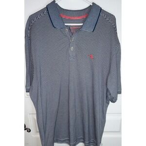 Tommy Bahama Blue White XXL Men's Striped Polo Shirt Short Sleeve